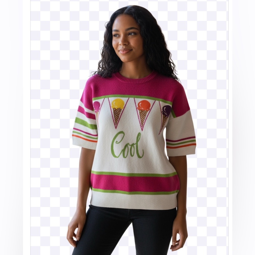Vintage FIA Italia Women’s Sweater Handloomed Embroidered “COOL” Size Medium NWT